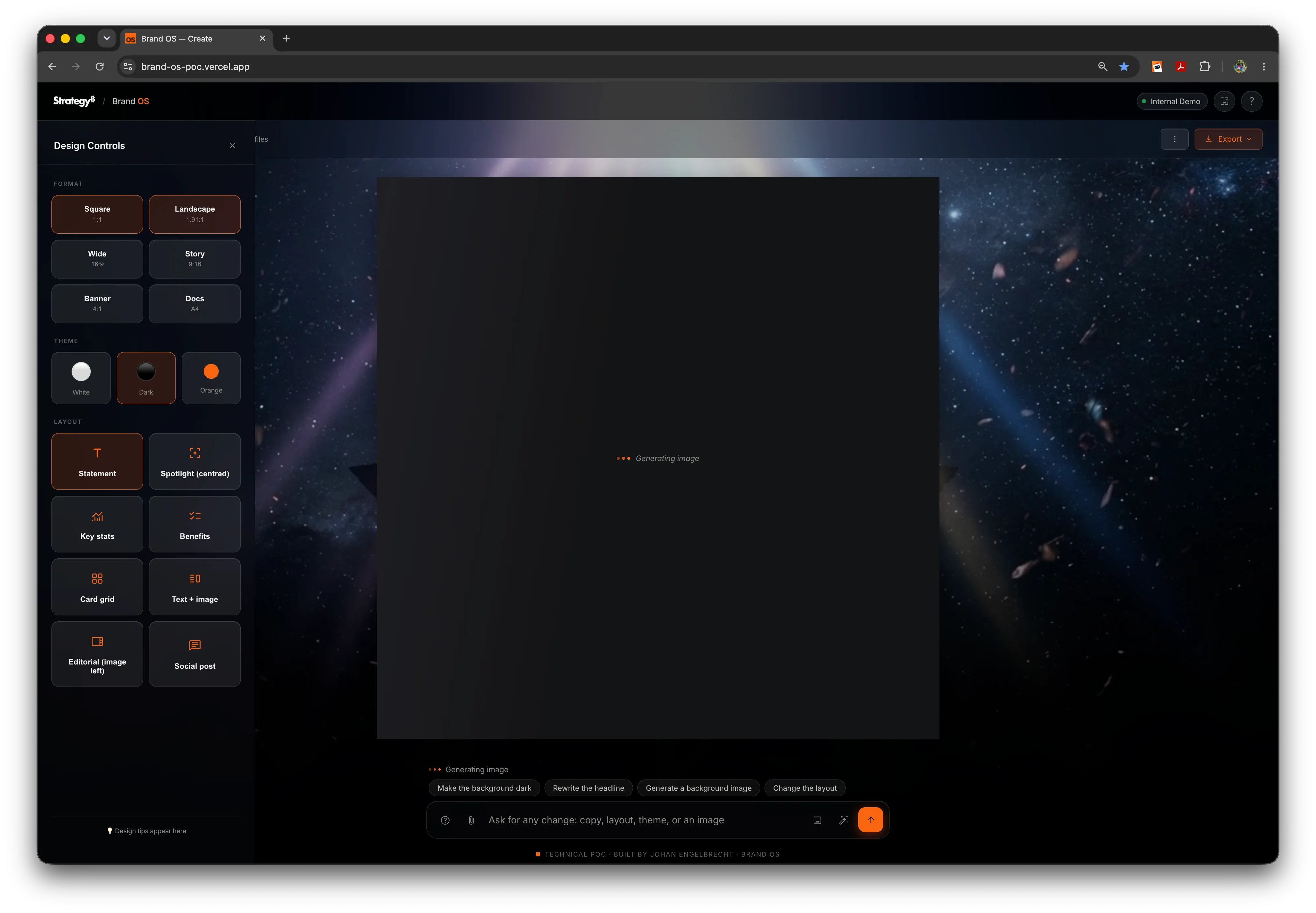 Generating a background image.