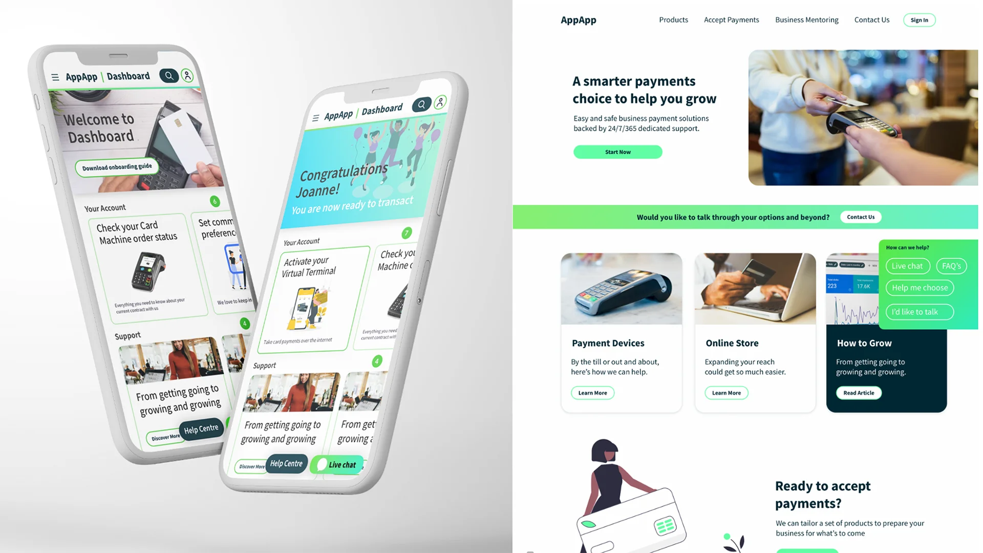 High-fidelity prototypes for both mobile and desktop journeys
