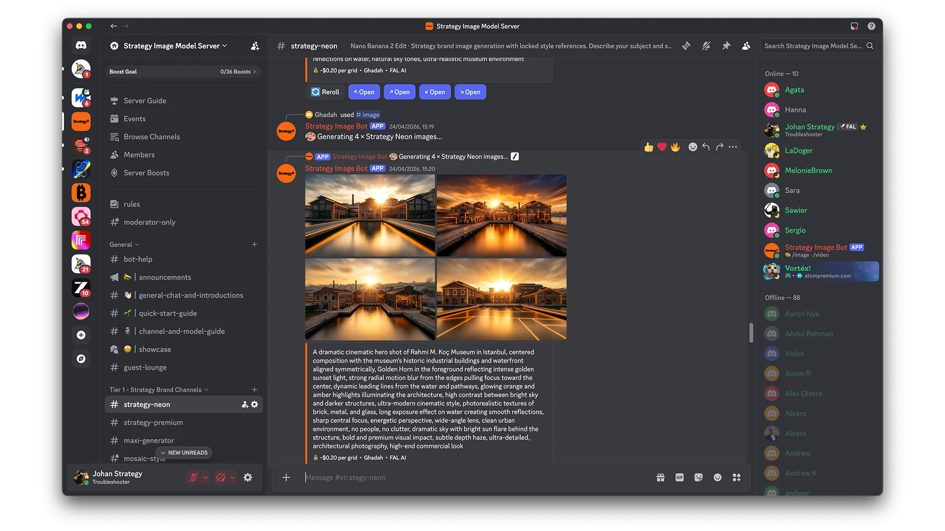 Strategy AI Creative Studio Discord interface